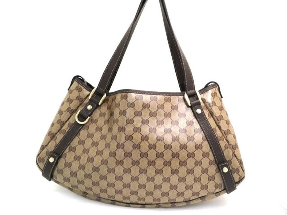 Gucci Shoulder Tote Bag GG Crystal Canvas Calfskin MY